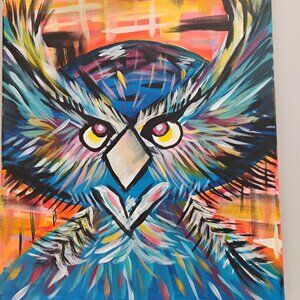 Handmade Blue Bird Painting 16wx20l
